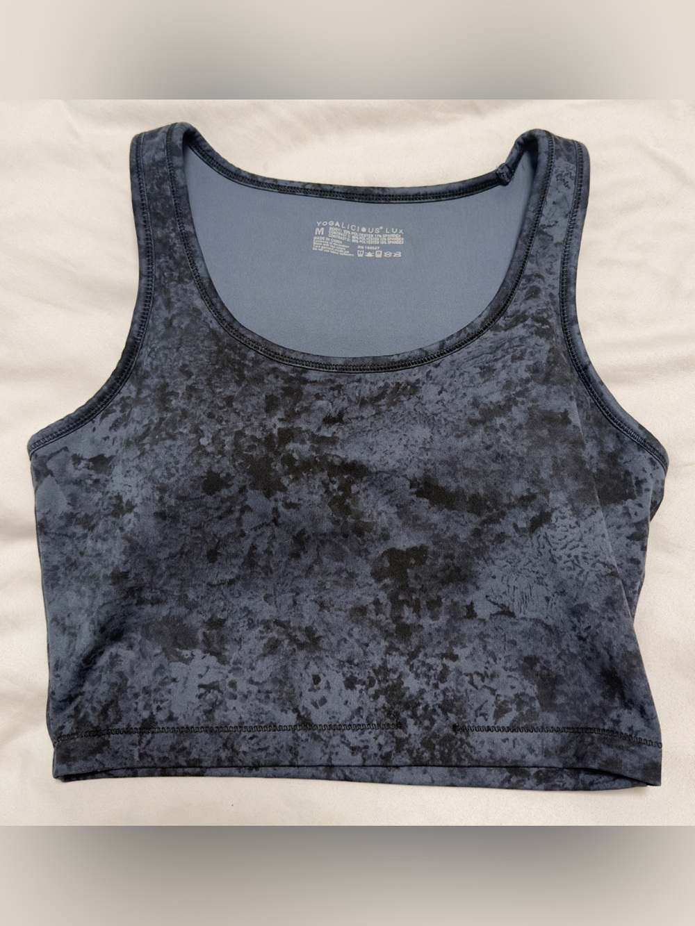 Yogalicious Lux Gray Marble Longline Sports Bra Crop Tank Medium Yoga